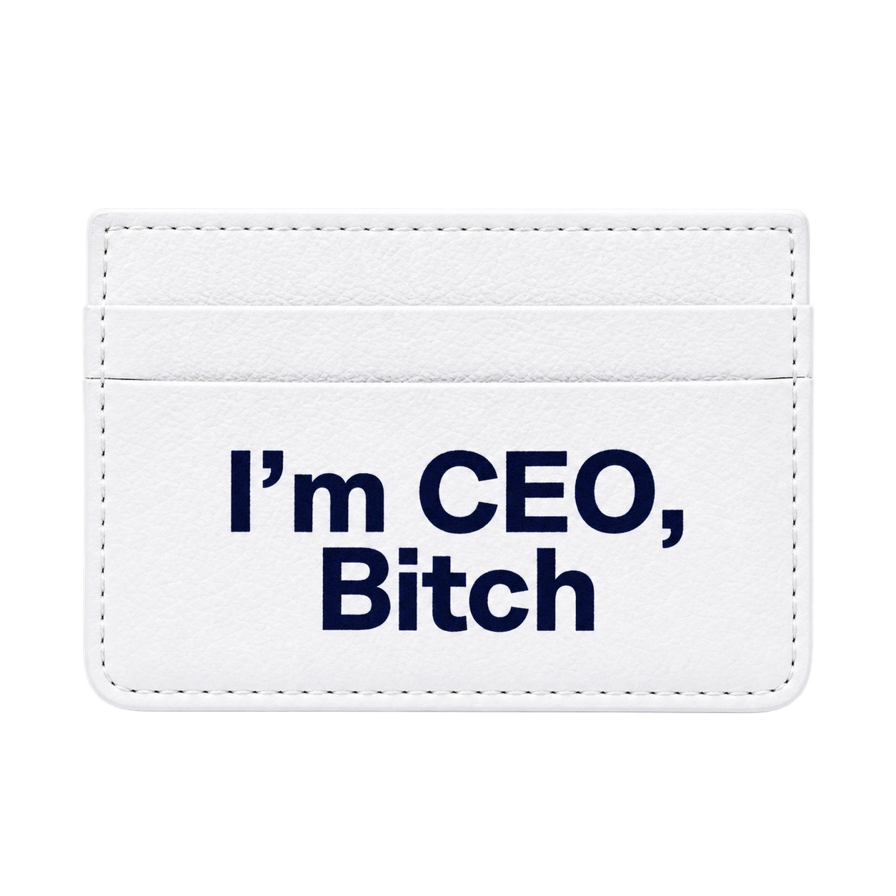 Белый кожаный картхолдер CEOWALLET с надписью I’m CEO, Bitch